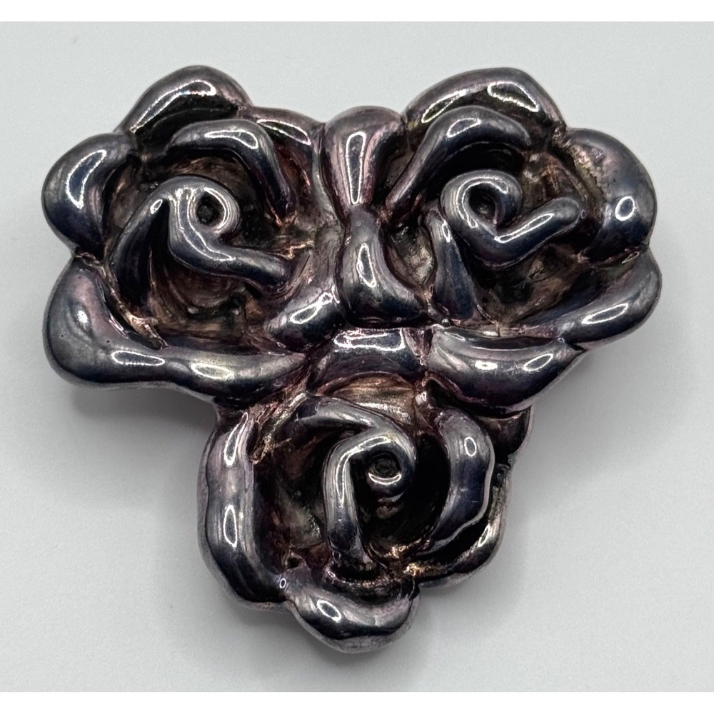 Bat Ami Sterling Silver Brooch Electroform Rose Flower Pin Israel